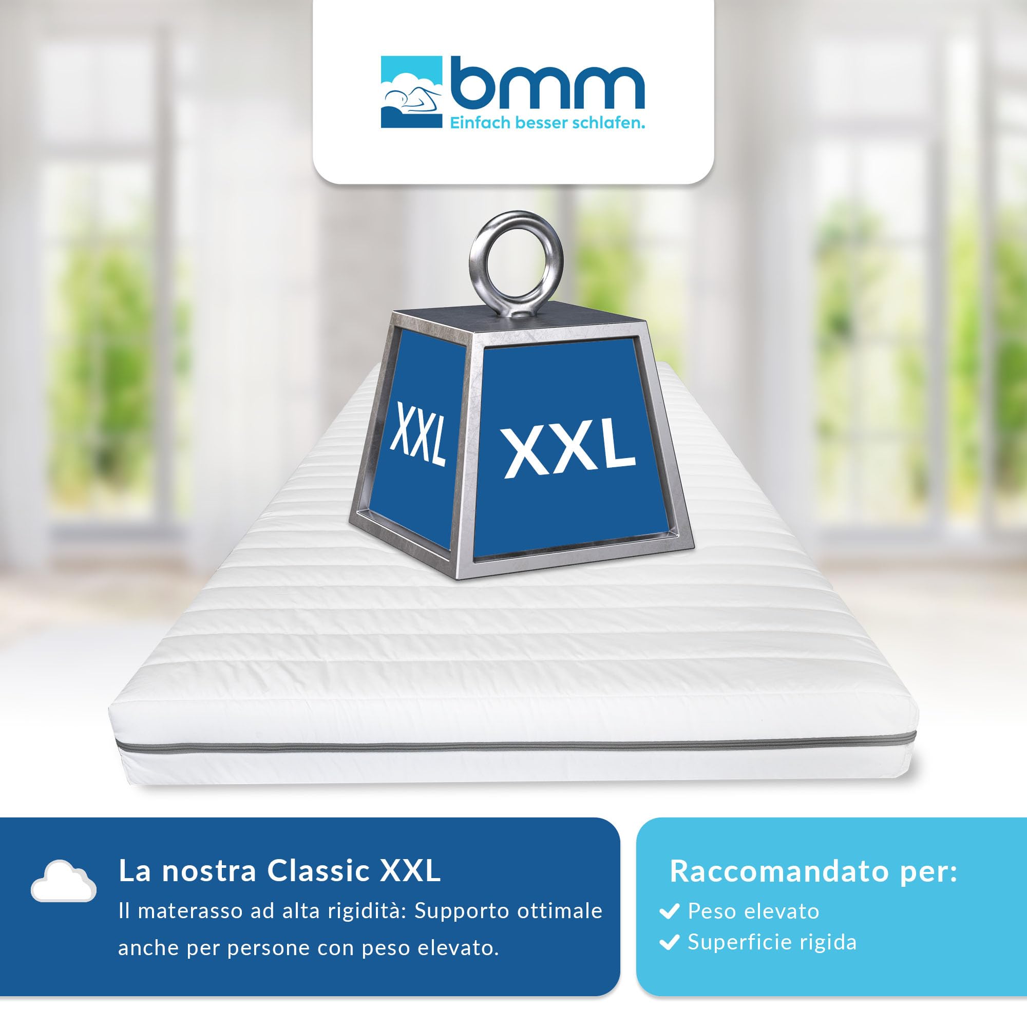 BMM Classic Materasso 160x190 cm, H4 molto solido, materasso in schiuma di lattice certificato Öko-Tex, 7 zone ortopediche, altezza 12 cm, prodotti in Germania