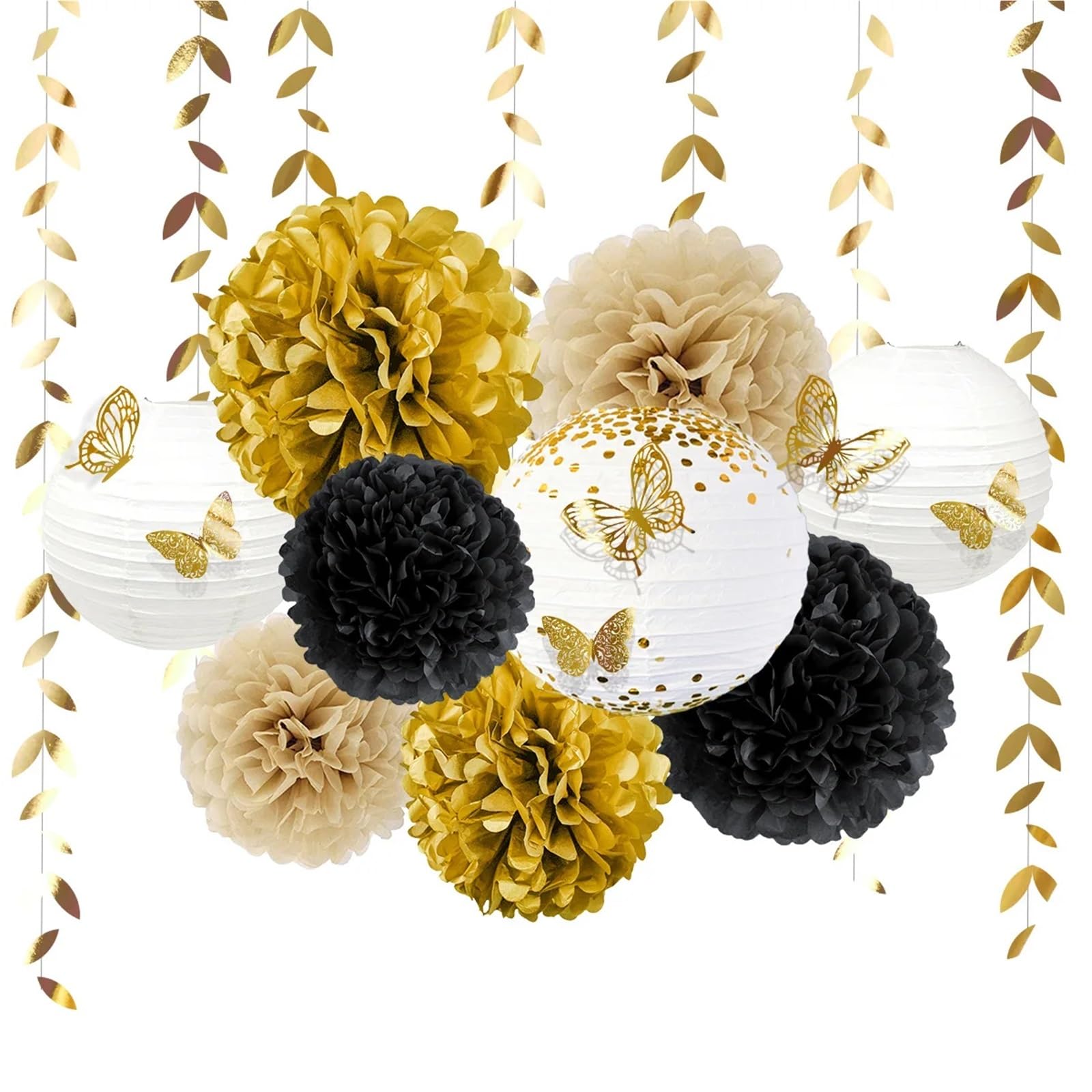 Paper Pompom ​18pcs Paper Lanterns Floral Pom