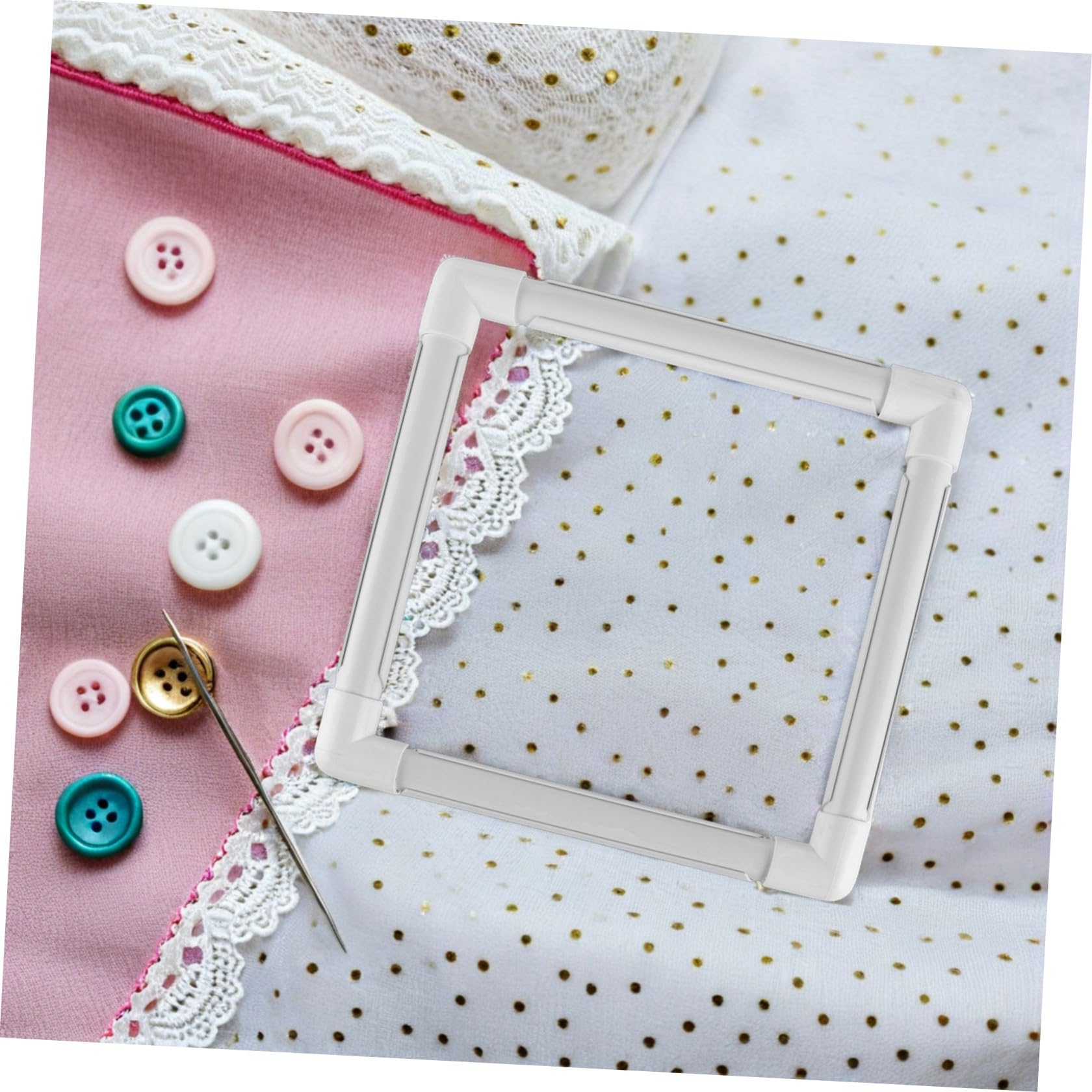 WRITWAA 2 Pezzi Telaio Quadrato in Plastica per Ricamo Punto Croce e Quilting Supporto Resistente e Leggero per Lavori di Tessuto e Seta
