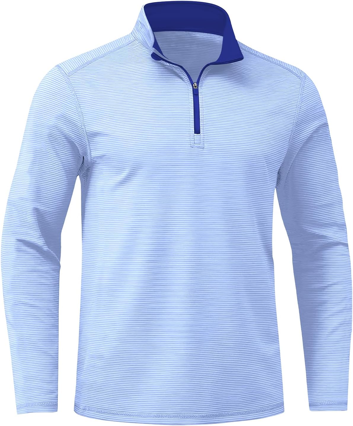 Mens Quarter Zip Golf Pullover - Long Sleeve, Striped, UPF 50+, Dry-Fit with Collar for Running & Casual