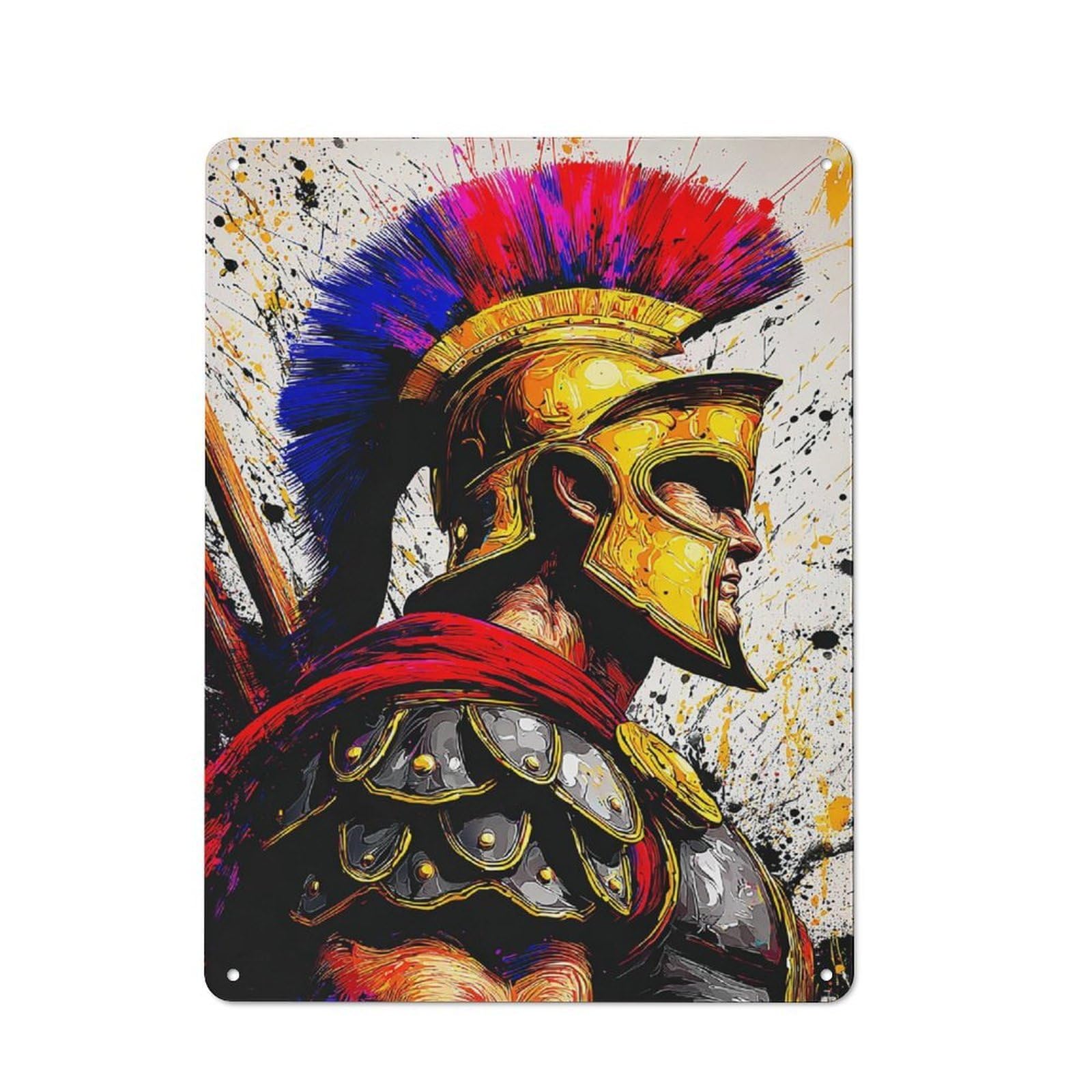 Vibrant Roman Soldier Artwork Vintage Tin Sign 40x30cm, Rustic Bistro Wall Plaque for Kitchen, Cafe, Pantry Or Dining Room