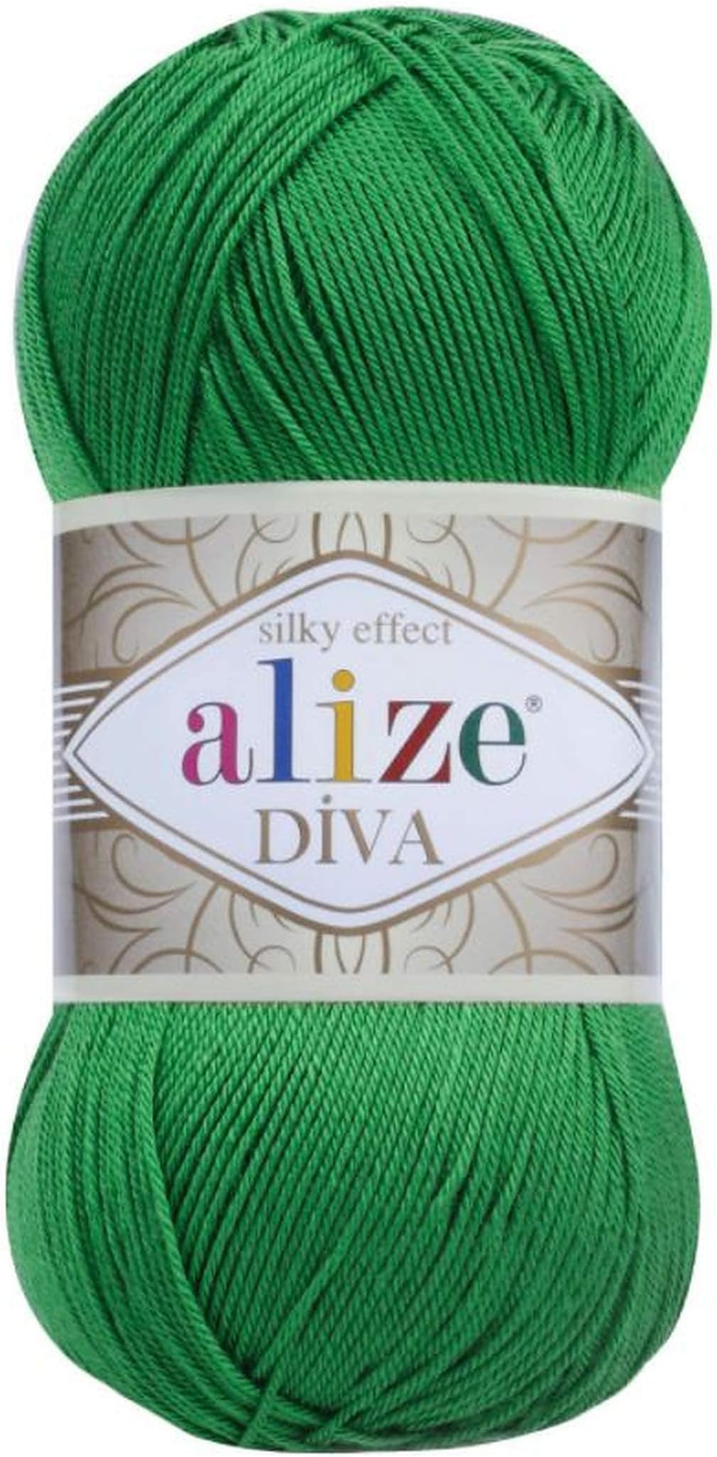 AlizeDiva Silk Effect 100% Microfiber Acrylic Yarn 1 Ball skeins 100gr 383yds Color (123 - Emerald)
