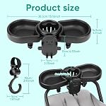 Universal Stroller Snack Tray, 4 in 1 Stroller Tray Attachment with Cups Phone Holder for Baby Toddler Stroller, 360° Rotation Universal Tray Compatible with Uppababy, Baby Jogger, etc | with Cups Phone Holder for Toddler Stroller, 360° Rotation Univ