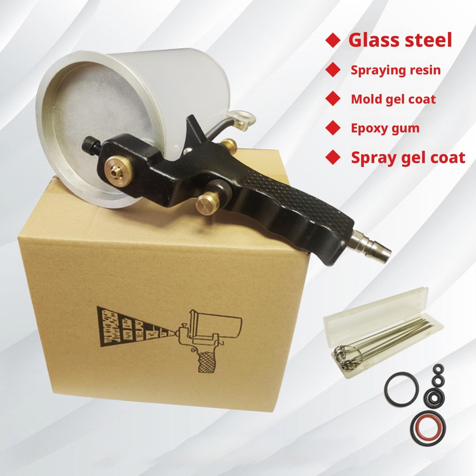 Ręczny pistolet natryskowy, spray żelowy o pojemności 1000 ml, regulowana dysza, 6 dysz do malowania DIY, idealny do zastosowań żywicznych i gipsowych