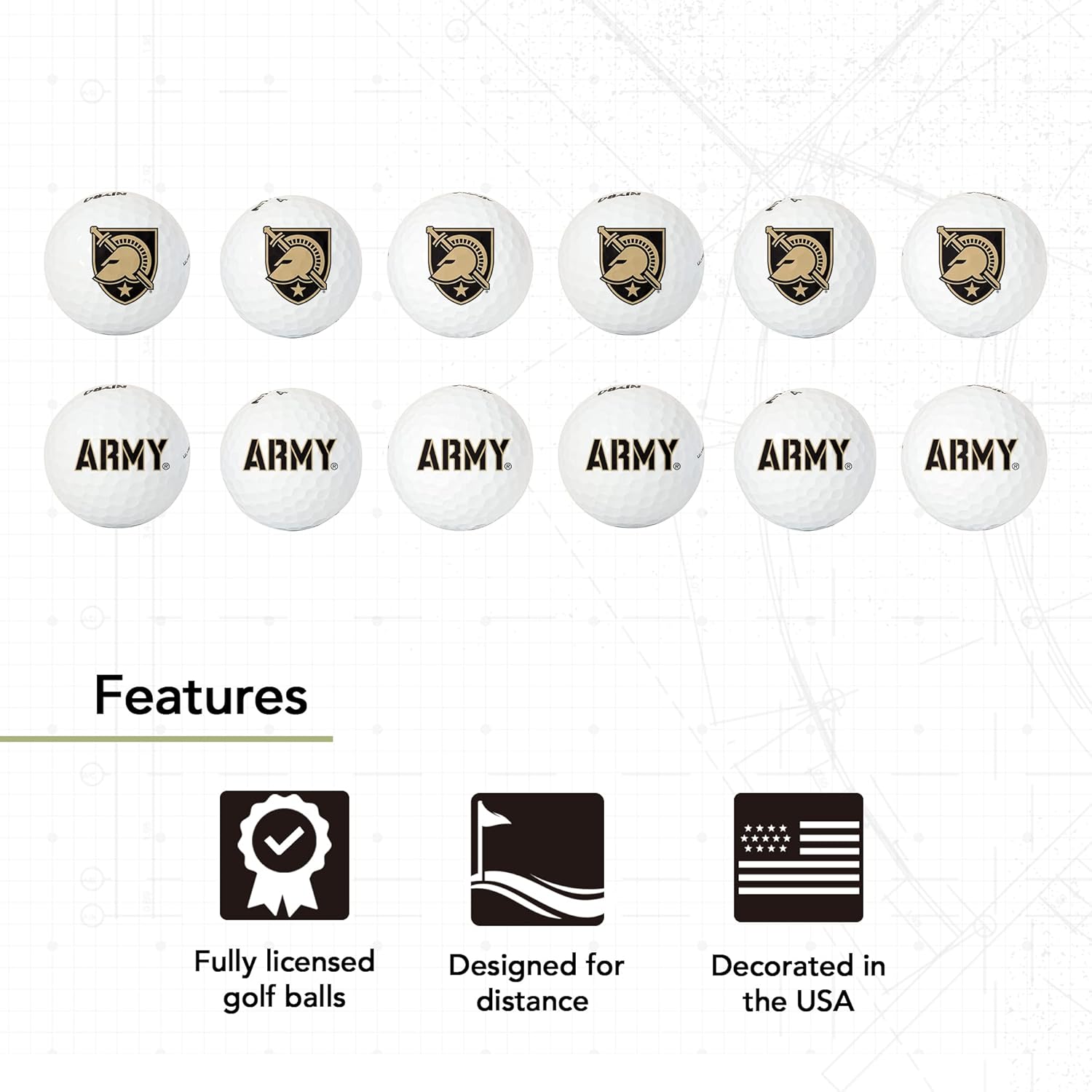 Desert Cactus United States Military Academy West Point Golf Balls 12 Pack – USMA Black Knights Full Color Dozen – Officially Licensed Sport Team Accessory