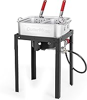 Vista 1 de Freidora al aire libre OuterMust de 58,000 BTU, olla de freidora profunda de 18 cuartos de galón y 2 cestas interiores, ideal para freír pescado