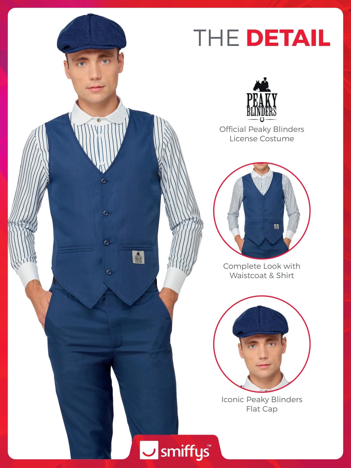 Smiffys 51670 Peaky Blinders Shelby Costume, Da Uomo