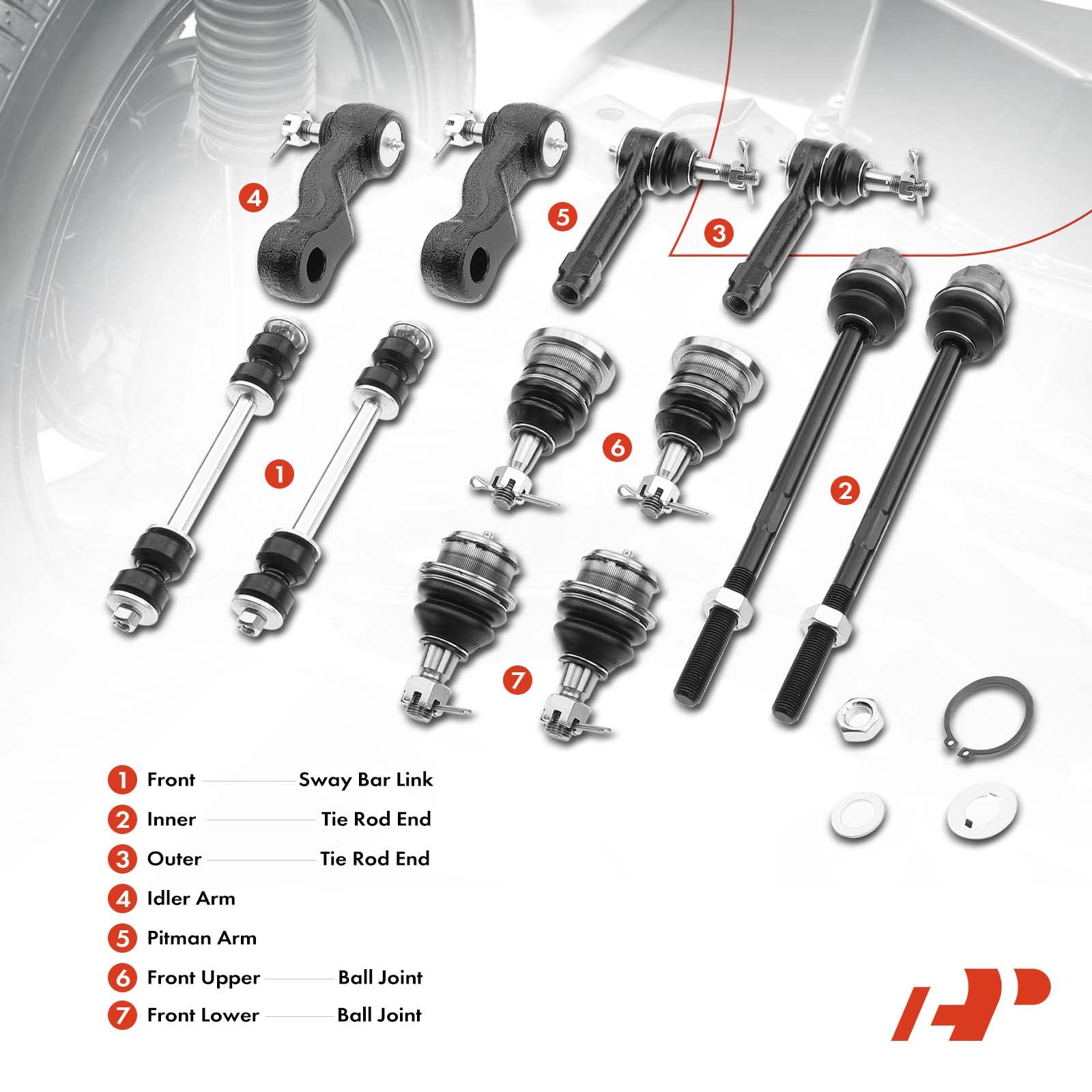 12x New Front Ball Joint Tie Rod Pitman Idler Arm For Chevy Silverado
