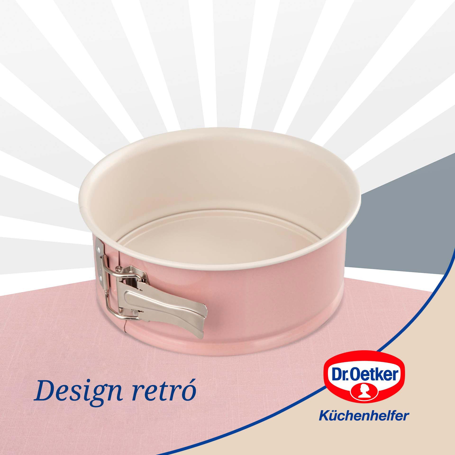 Dr.Oetker Stampo apribile in acciaio rivestito con ceramica rinforzata ø18cmx8, Linea Retrò, colore: rosa e panna, quantità: 1 pezzo