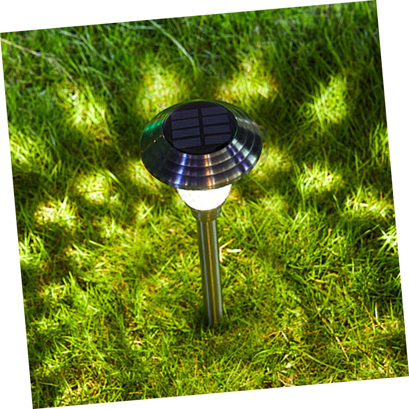 BESPORTBLE 2pcs Solar Garden Lights Stainless Steel Glass LED Landscape Stick Lamps Outdoor Lawn Pathway Patio Decor