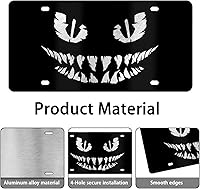 Vista 3 de Placa de matrícula Evil Smile frontal, cubierta de placa de matrícula delantera, placas de matrícula decorativas de aluminio con cara de sonrisa