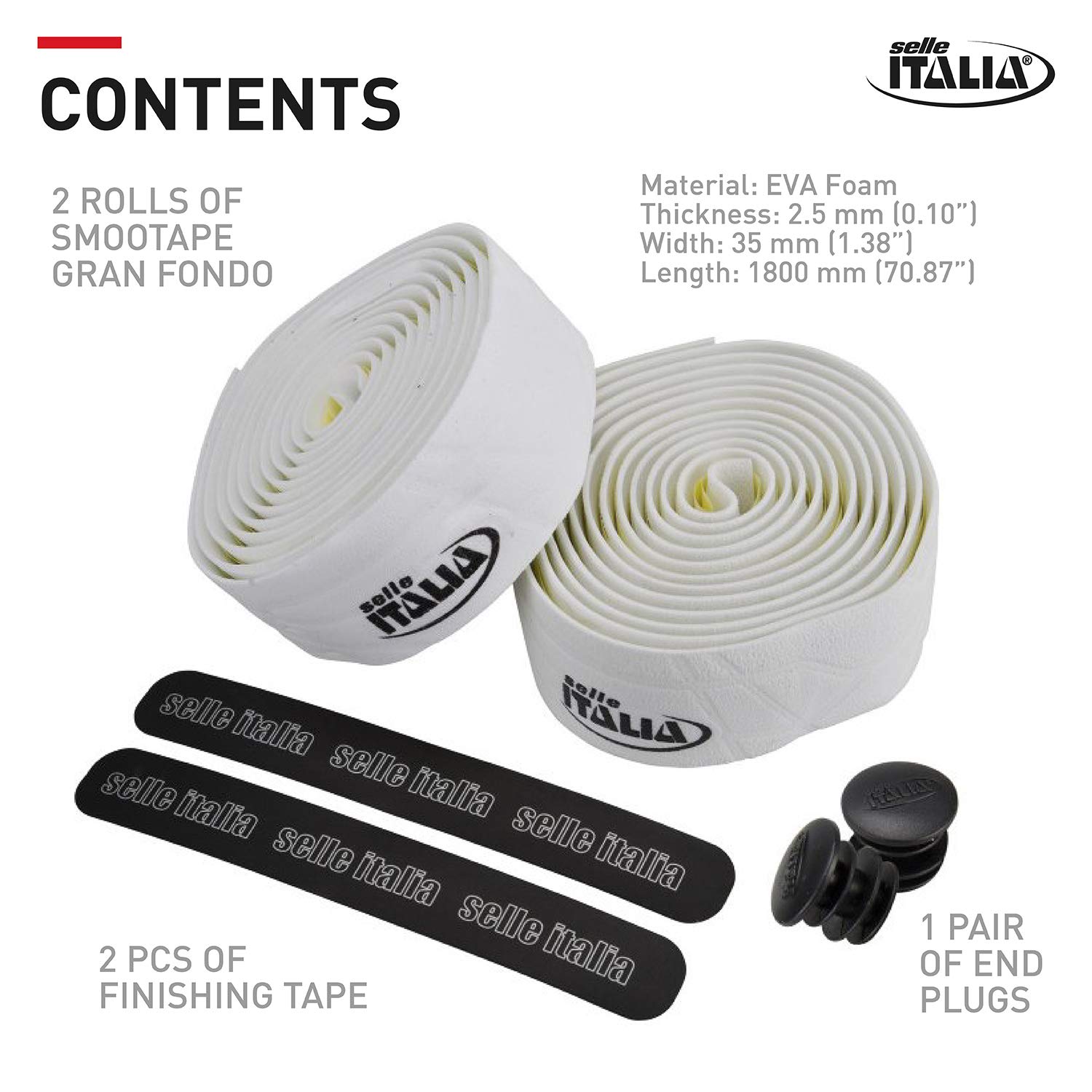 Selle Italia SMOOTAPE GRANFONDO – Super Lekka Owijka Na Kierownicę Szosową I Szutrową, Miękka, Łatwa W Montażu – Rozmiar Uniwersalny, Biały