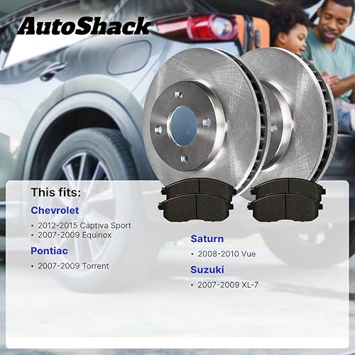 Miniatura 2 de AutoShack Rotores de freno delanteros y traseros de cerámica | Reemplazo para Pontiac Torrent Suzuki XL-7 2007-2009 Chevrolet Equinox 2012-2015