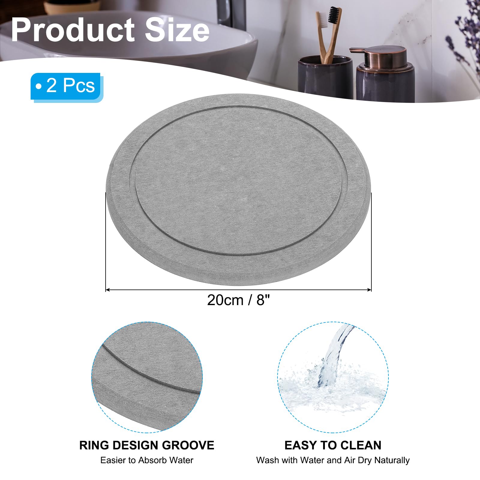 PATIKIL Round Diatomite Drink Coasters 8Inch - Image 2