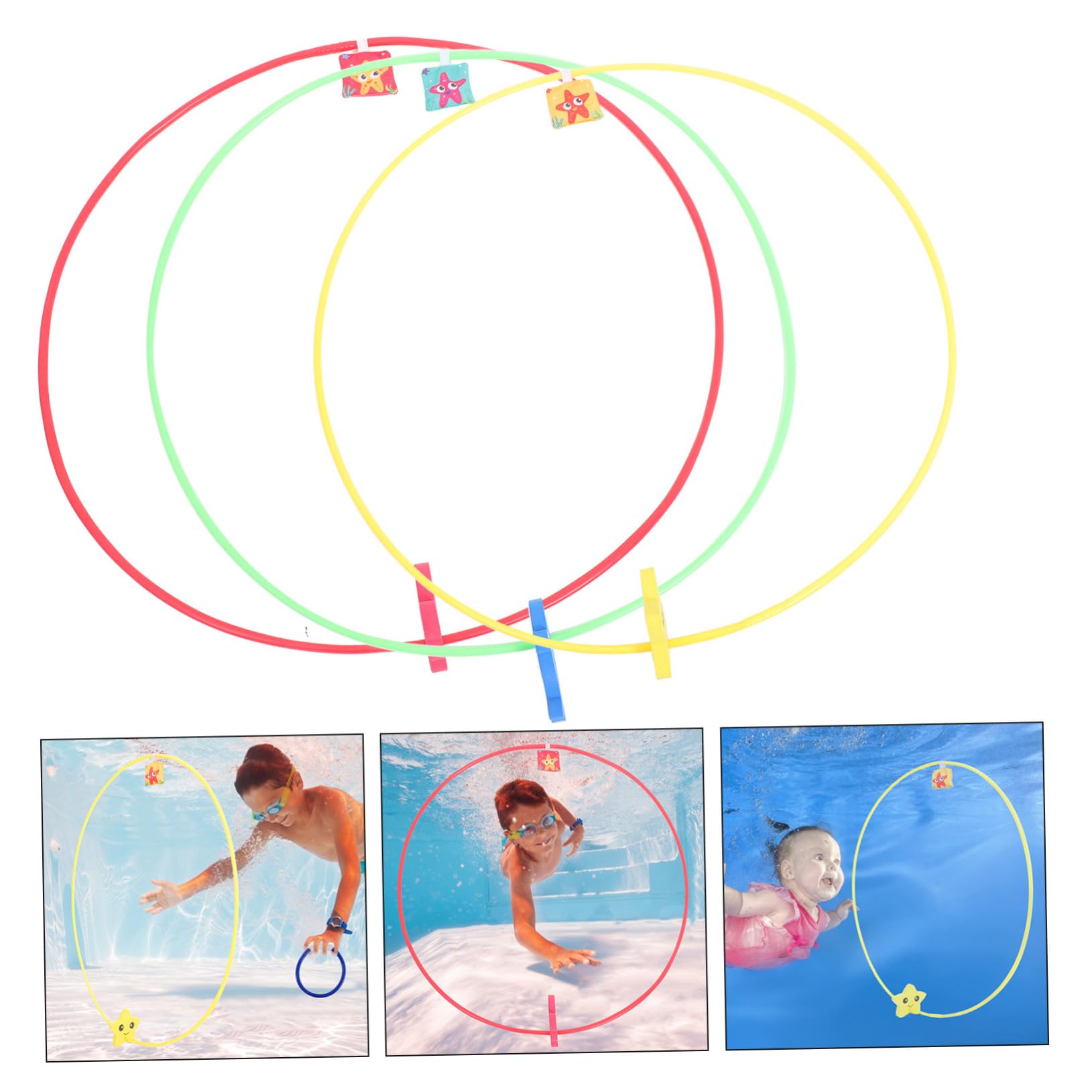Anneaux de Plongée Jouets 3 Pièces Abs Nylon Écume pour Garçon et Filles
