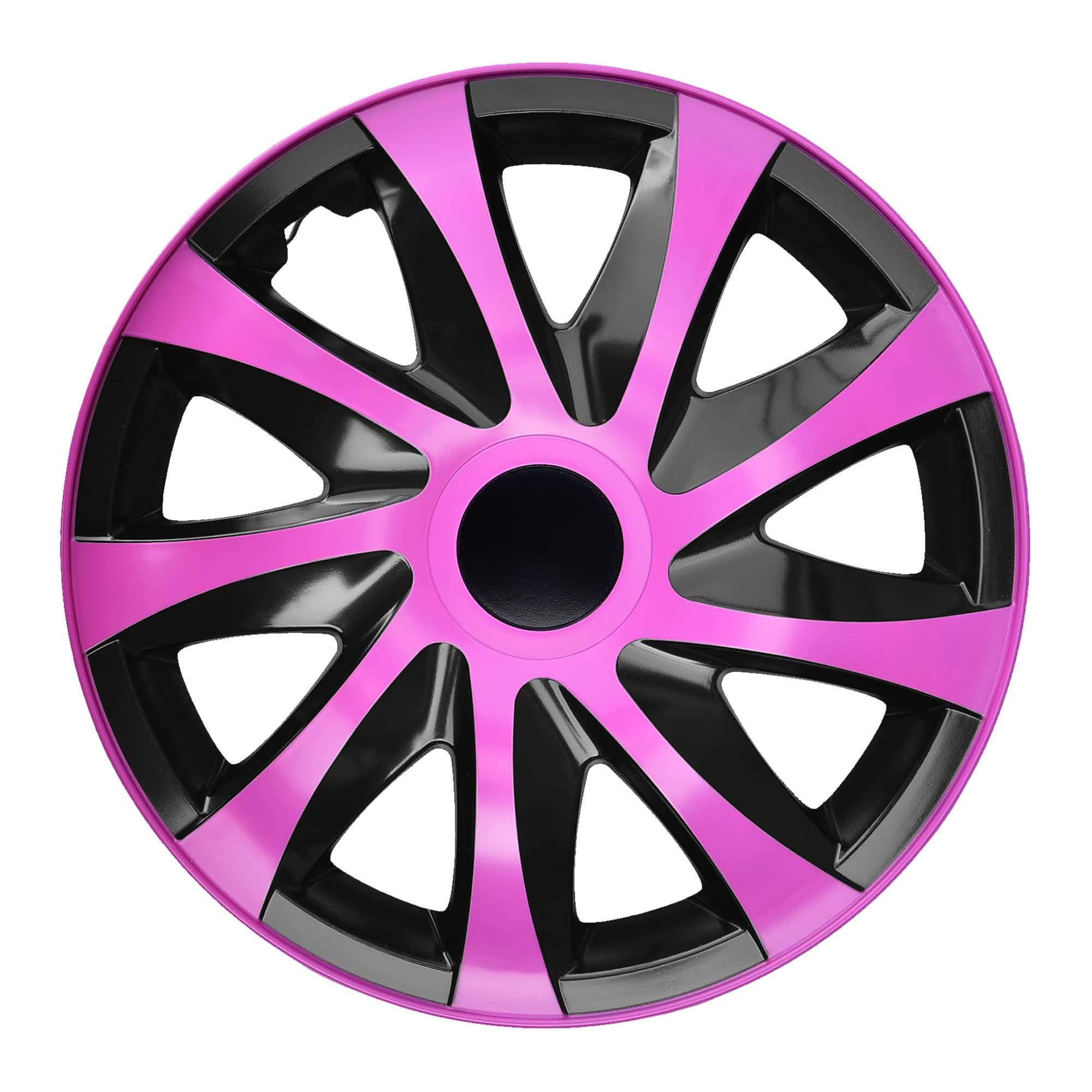 NRM ko241 Tapacubos Draco CS, Negro/Rosa, 13 Pulgadas, Juego de 4