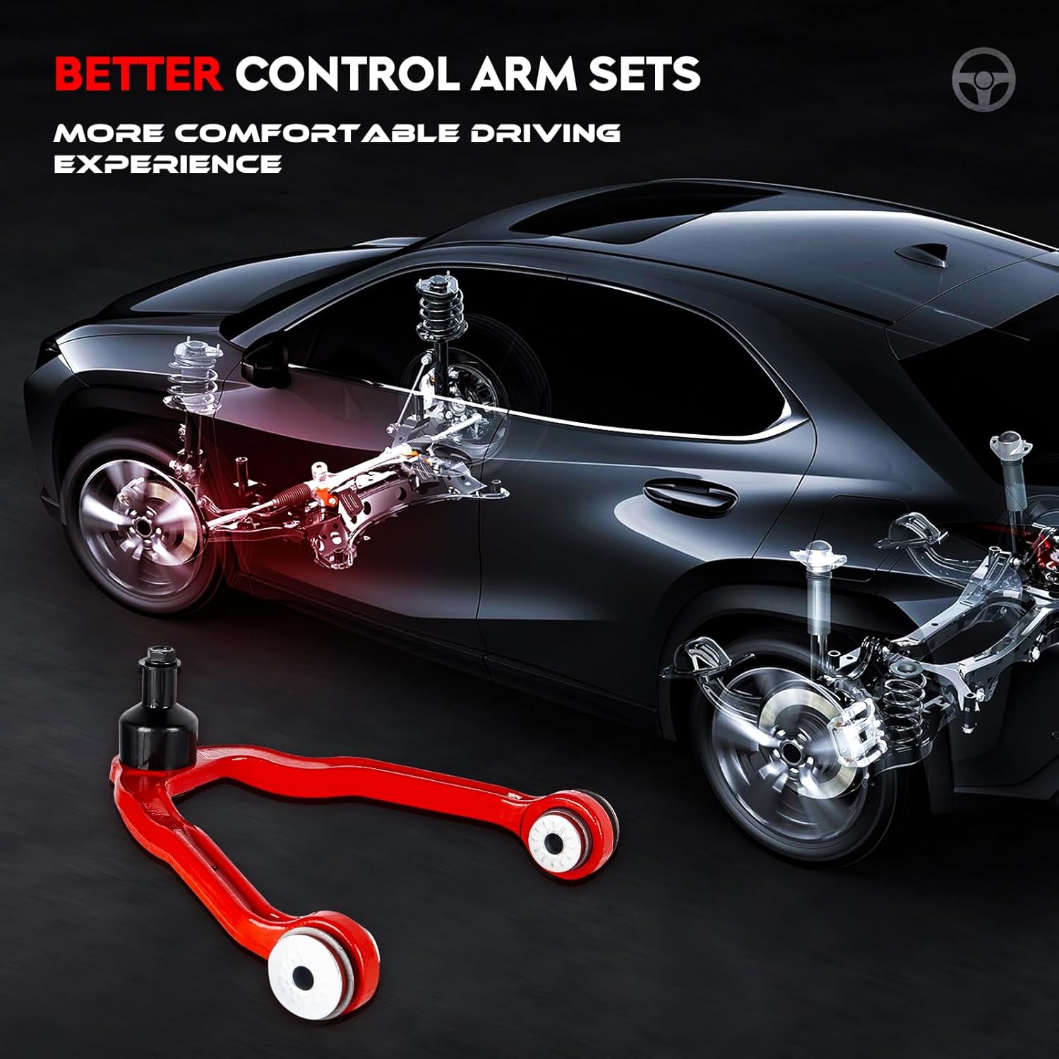 2 PCS Front Upper Control Arm Kit w/Ball Joint with Polyurethane Bushing Suspension Kit for Chevrolet Silverado 1500, for GMC Sierra 1500 1999-2006, 2WD/RWD