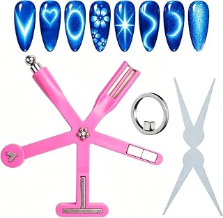 New Ring-Shaped Cat Eye Magnet for Nails, 8-in-1 Cat Eye Tool Magnet and Cat Eye Magnet Ring, Y & Rings Magnet(Wide Beam, Heart, French), Hollow Cat Eye Magnet for Home Salon DIY Manicure (#3)