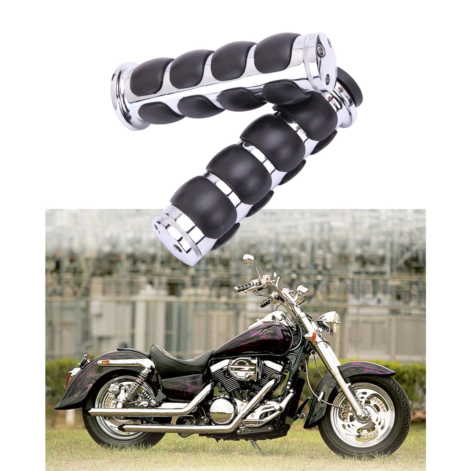 DREAMIZER 25.4MM Motorcycle Handlebar Grips 1 inch Compatible with Honda Shadow Spirit 750 Valkyrie Fury VTX1300 VTX1800 VT400 VT750 VT1100 - Smooth