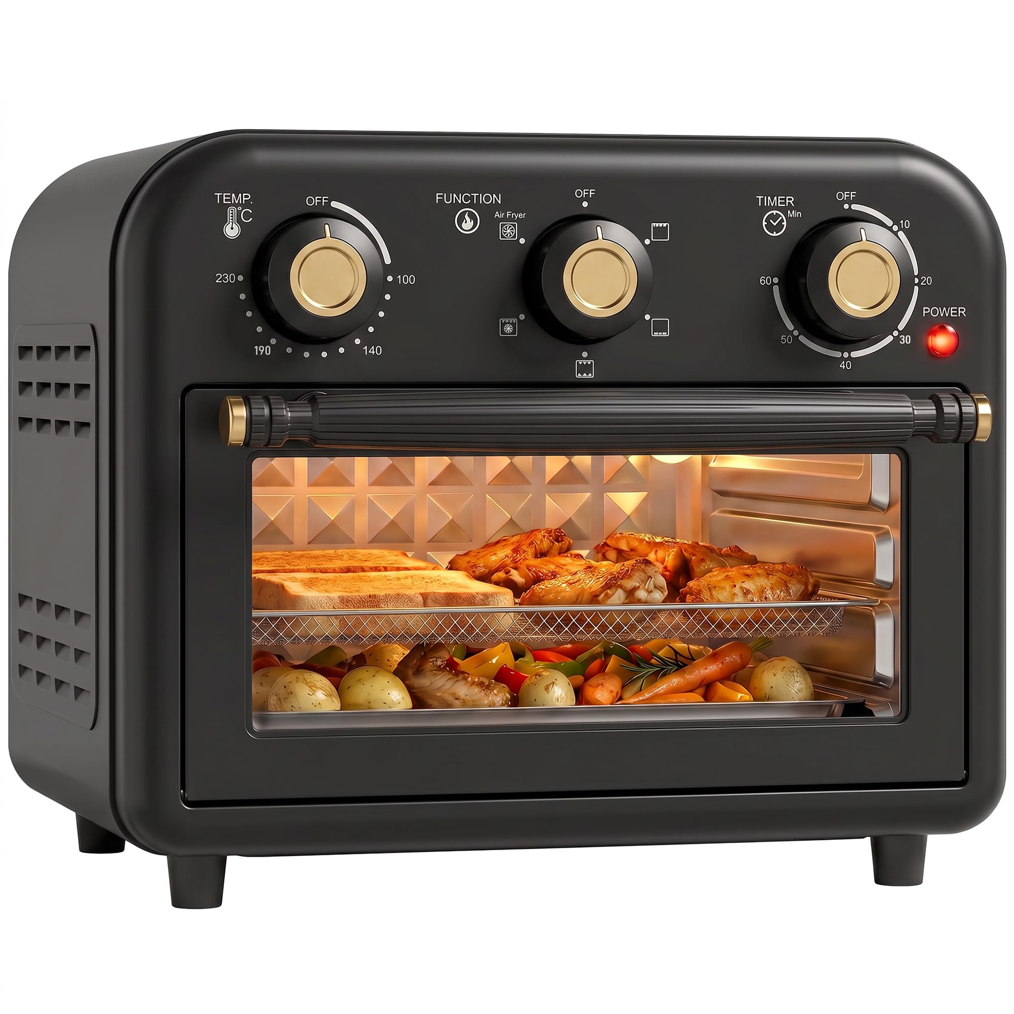 HOMCOM Air Fryer Toaster Oven 12 L Small Convection Countertop Oven Black
