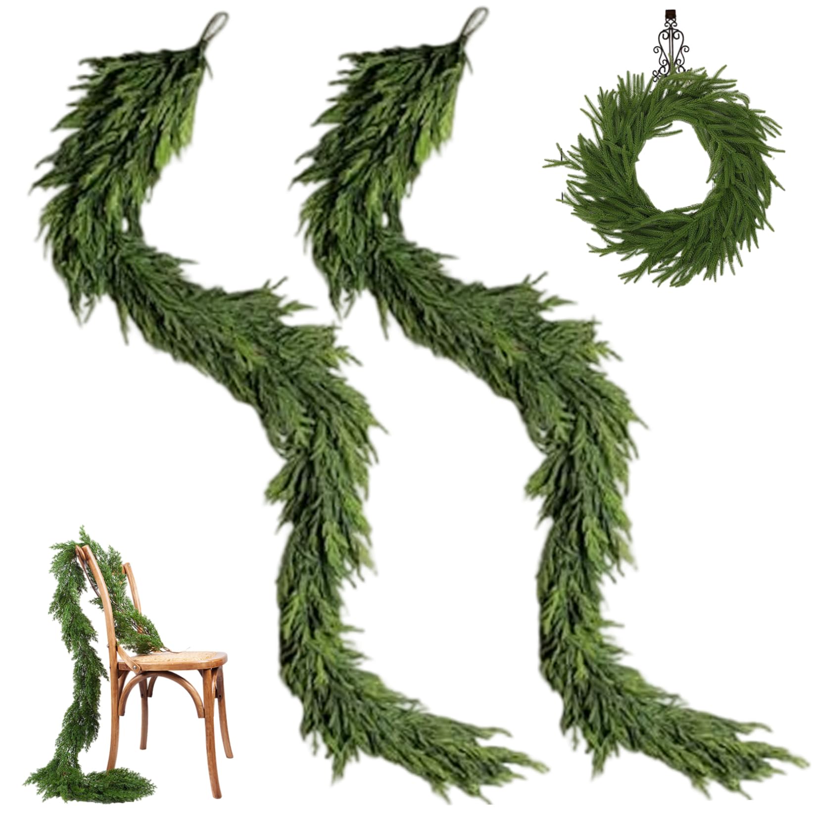 Garland de Noël Norfolk Pine artificielle haut de gamme pour une décoration de table épurée