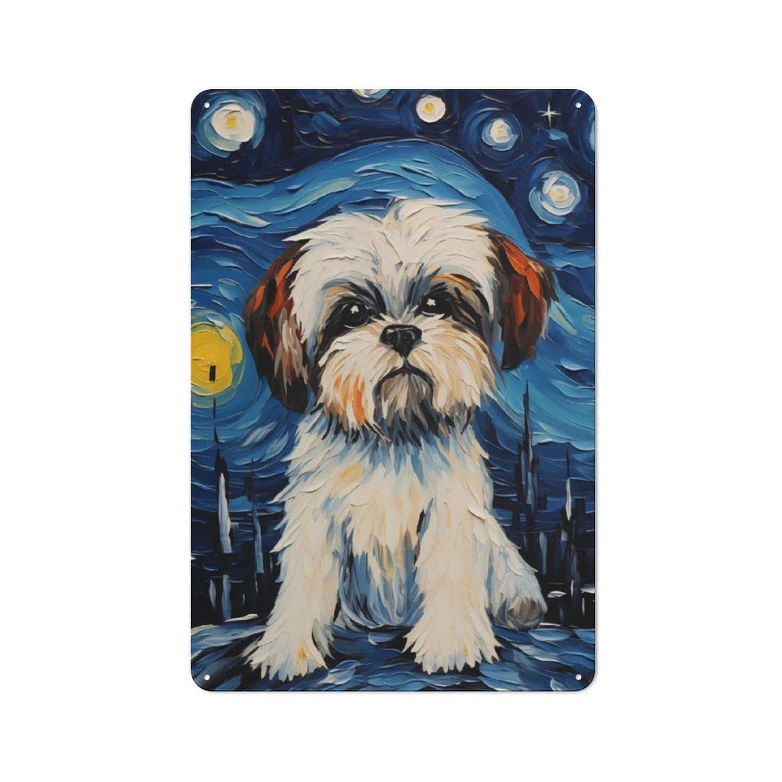 Junmoney Shih Tzu Wall Art Rustic Metal Wall Sign 30X20cm For Hobby Room Or Studio, For Vintage Wall Decor Fans, For Themed Room Decoration