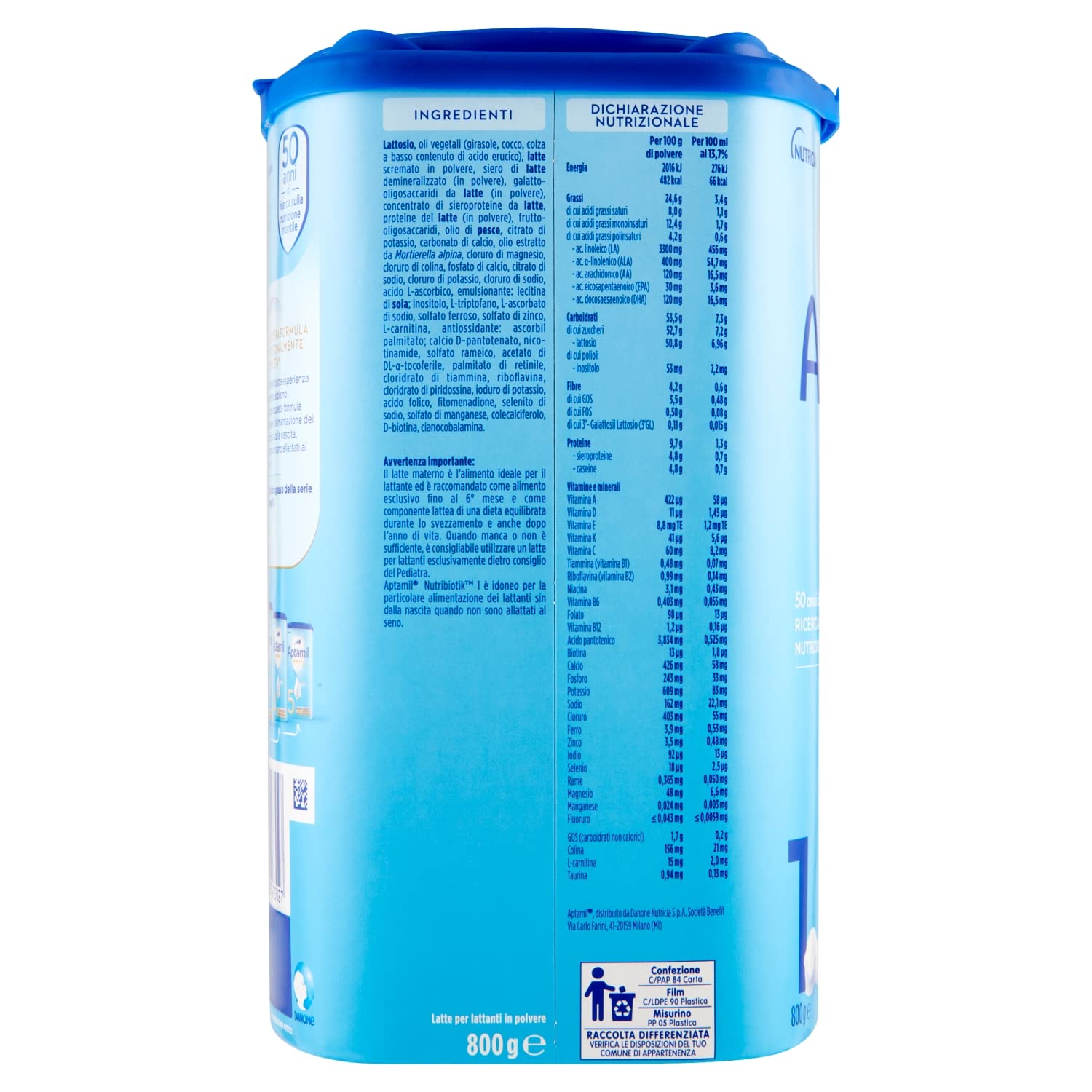 Aptamil Nutribiotik 1 Latte per Lattanti, 800g