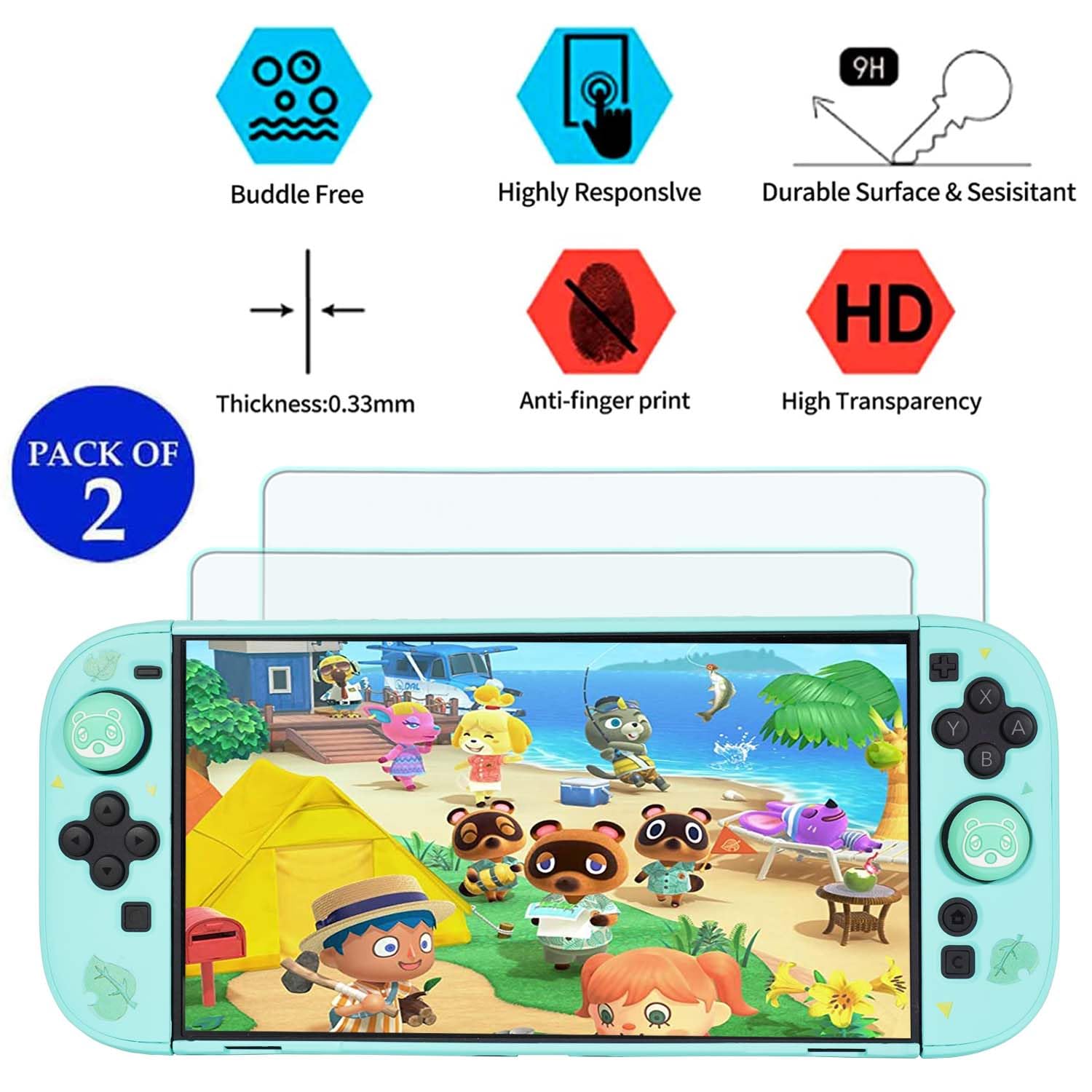 Accessories Bundle for Nintendo Switch Animal Crossing - YOOWA Accessory kit NS Animal Crossing Set with Carrying Case Protective Cover Screen Protector Game Card Holder Play Stand Thumb Grips: Nintendo Switch 2 2025 Switch 2-Animal Crossing