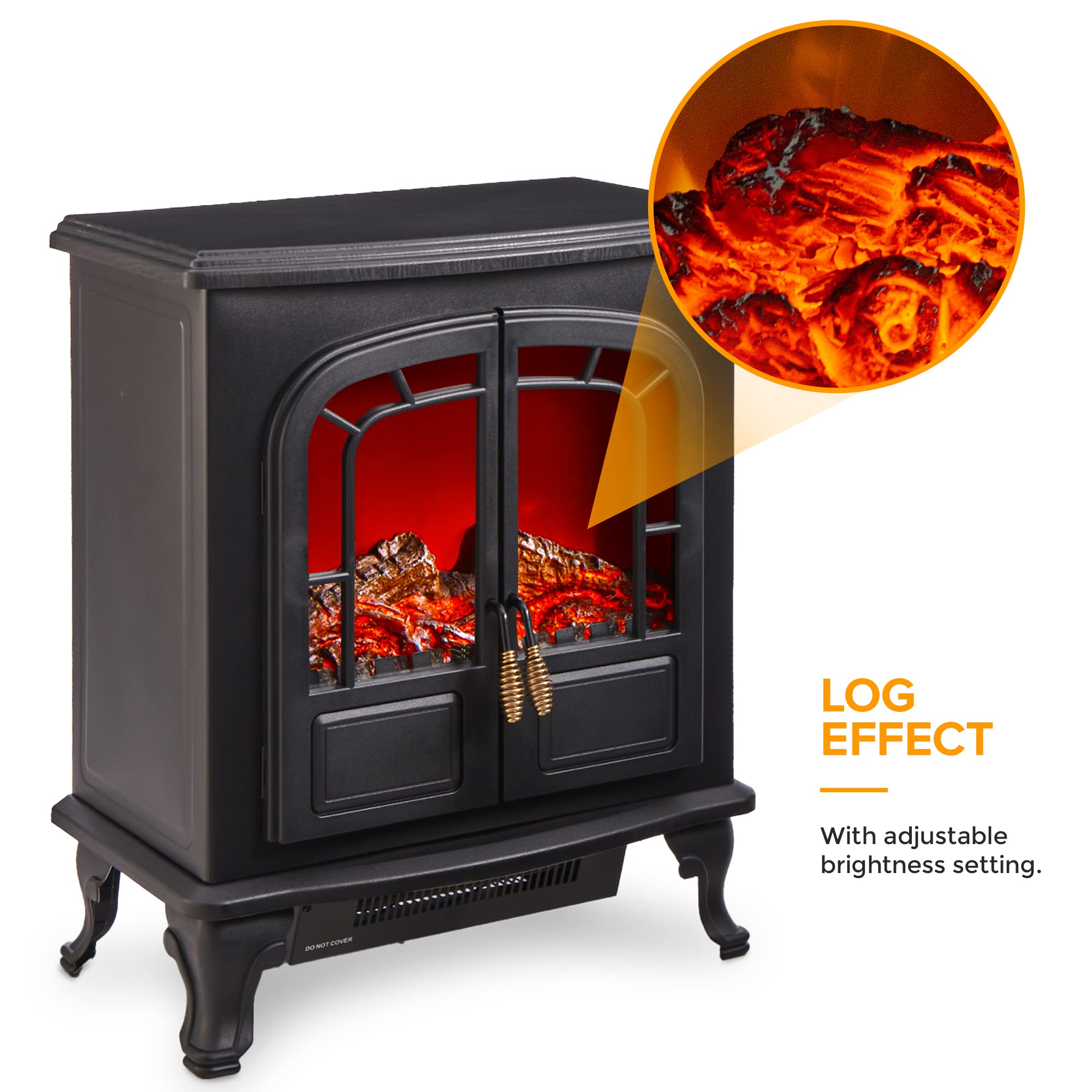 LIVIVO Electric Stove Heater Fireplace with Realistic LED Flame Log