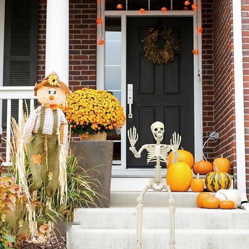 Miniatura 6 de CAMIRUS Decoraciones de Halloween de esqueleto de 36 pulgadas, cuerpo completo de 3 pies, huesos de plástico humano realistas con articulaciones