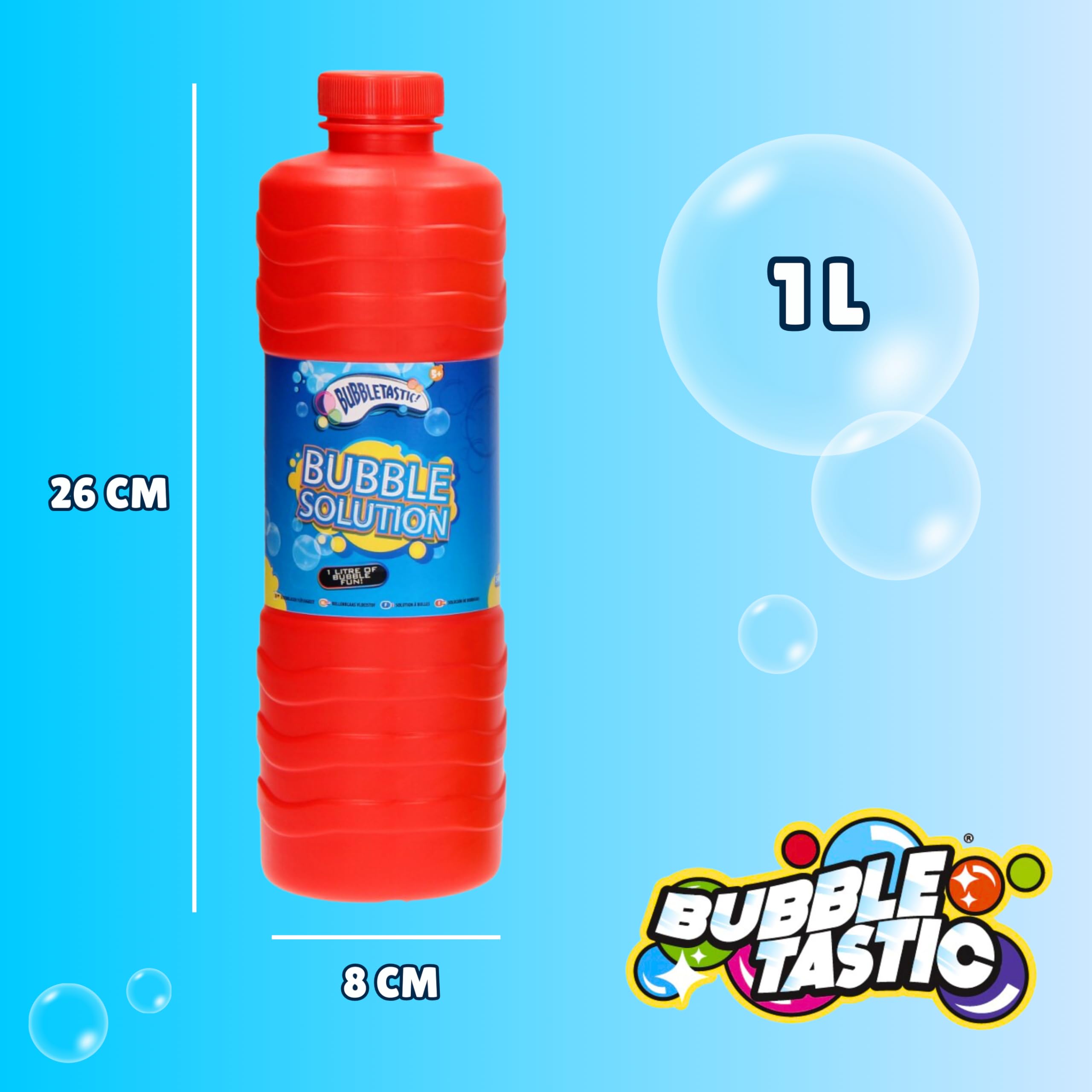 Bubbletastic Soluzione di Bolle per Bambini, Sostituzione della Bottiglia di Bolle di Sapone Giganti per la Pistola a Bolle Della Macchina per Bolle | 1 litro