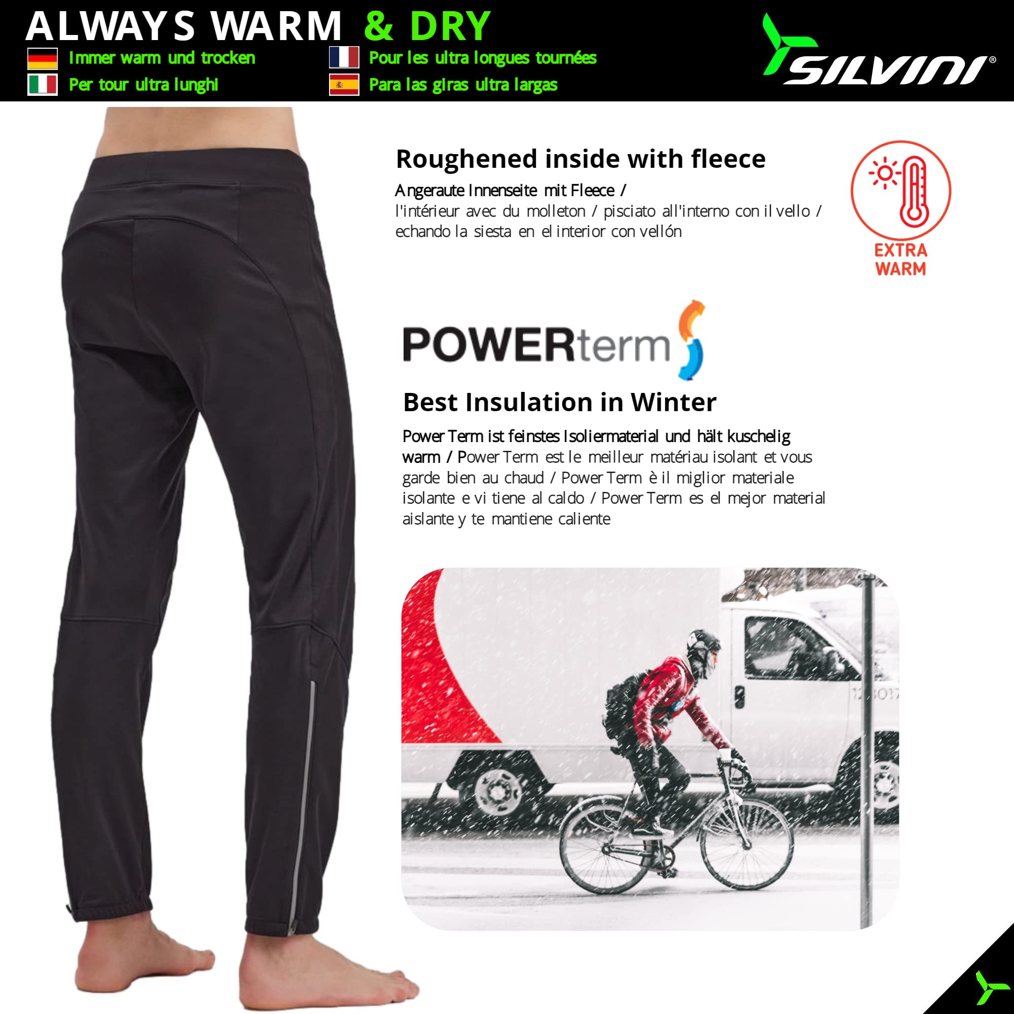 SILVINI SORACTE Skilanglaufhose Herren Fahrradhose lang Winter Herren Schneehose Herren Skitourenhose Herren Outdoorhose Herren wasserdicht CORSANO Laufhose Winter