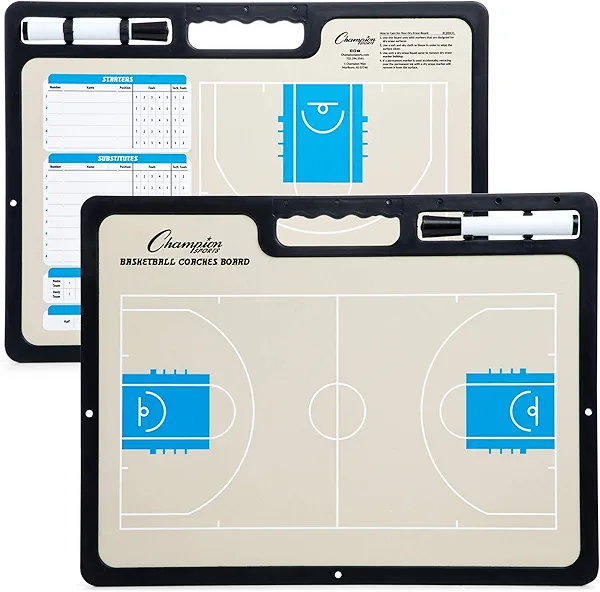 Champion Sports Large & XL Dry Erase Board For Coaching - Whiteboards for Strategizing, Techniques, Plays - 2-Sided Boards with Front Side Full Field - Backside Half Field and Lineup