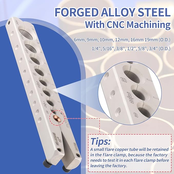 Herramienta de Abocardar para Tubos de Cobre HVAC 1/4" - 3/4" con Pinzas miniatura 5