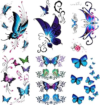 Yesallwas Tattoo Stickers Butterfly Blue Long Lasting Tattoo Stickers Butterfly Tattoo Blue Tattoo Stickers Butterfly Tattoo Stickers Body Stickers Waterproof Butterfly