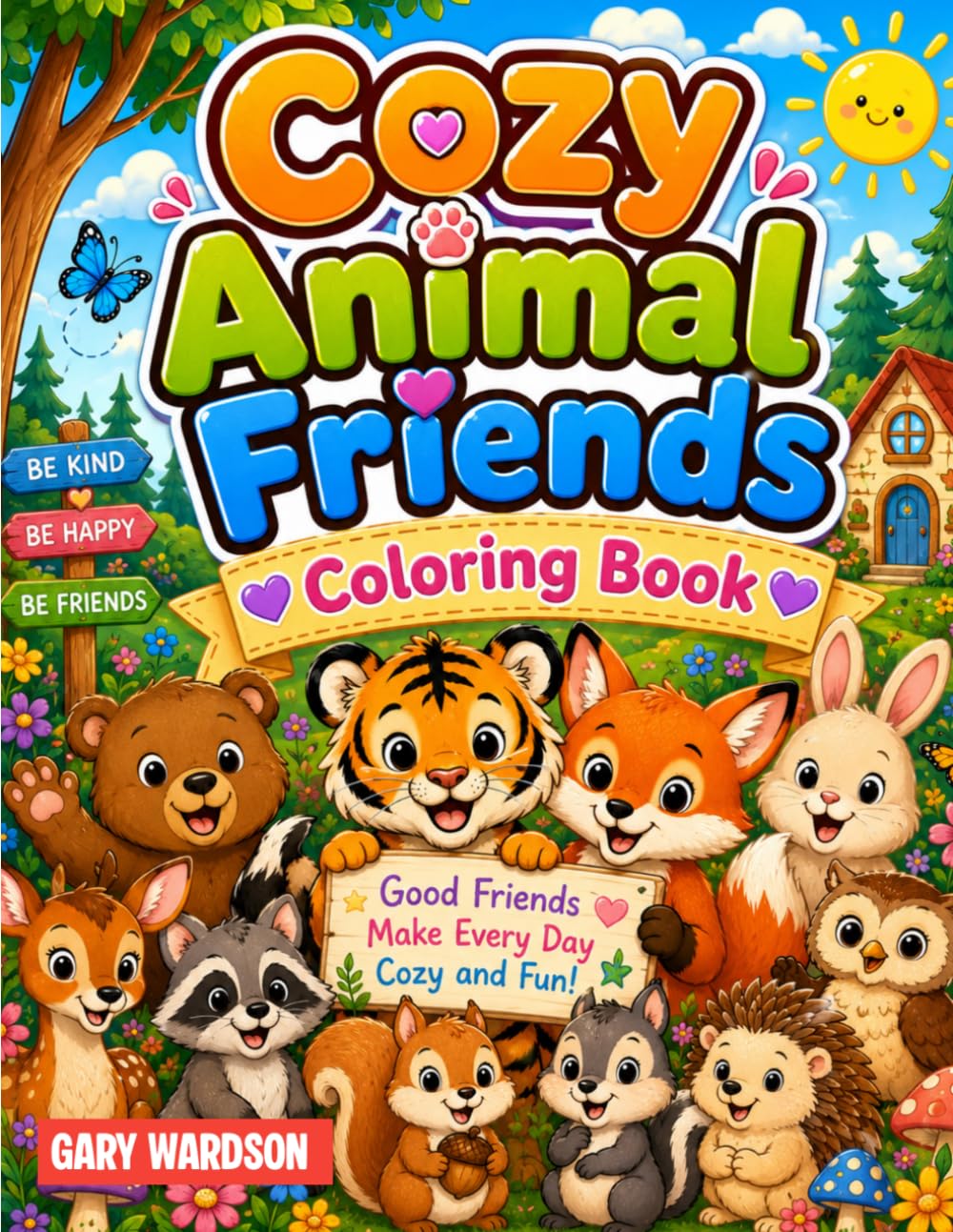 Cozy Animal Friends Coloring Book: 50 Adorable Coloring Pages Filled with Friendship, Fun Adventures, and Cute Animal Companions