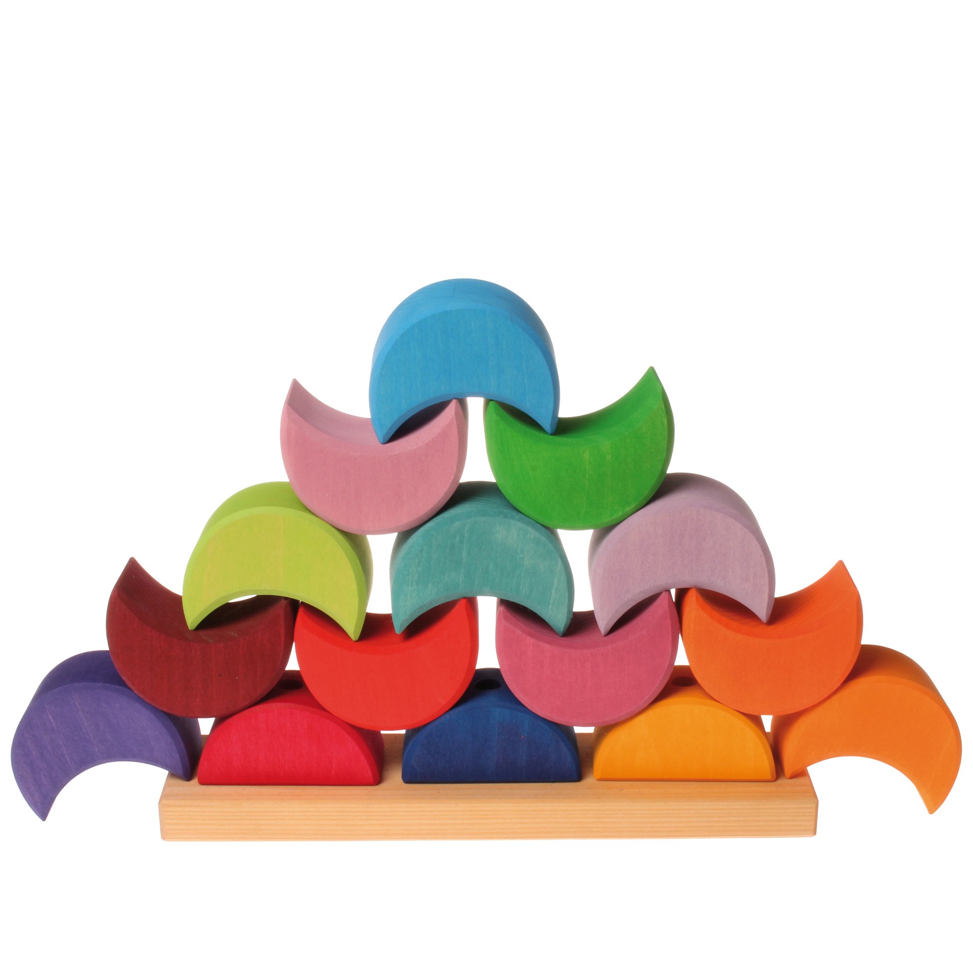 Grimm's Wooden Moon Houses Piling Game & Stacking Blocks Set