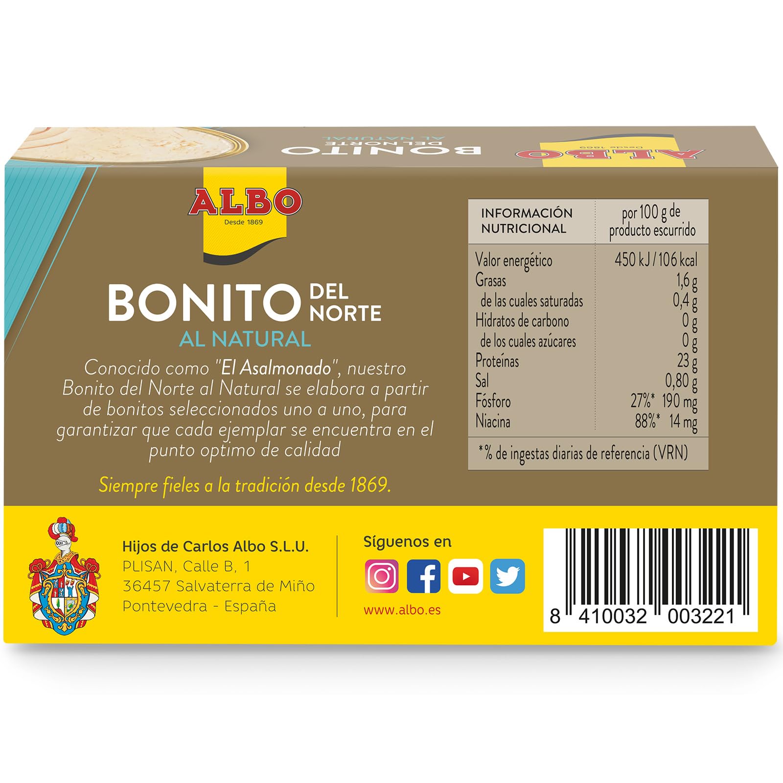 Albo Conserva de Bonito del Norte al Natural, 112 g