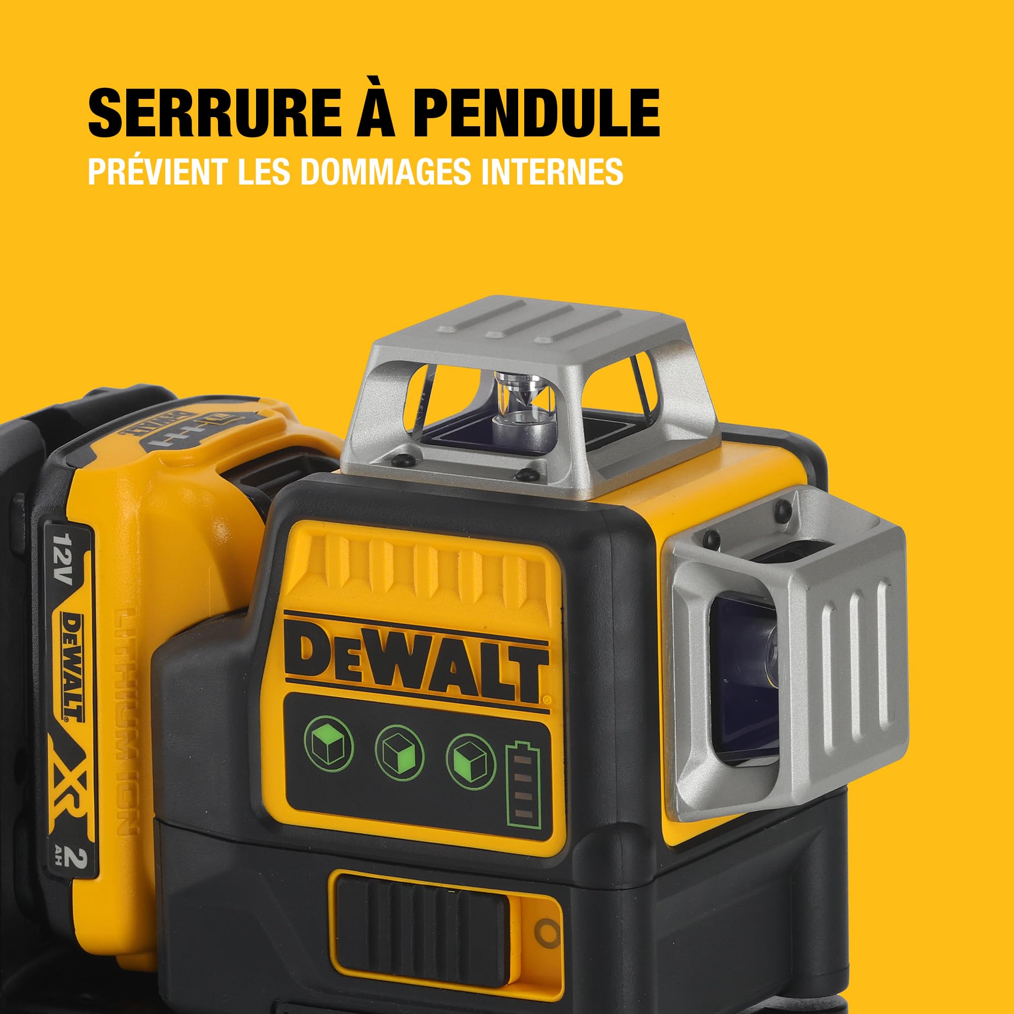 DEWALT - Laser en croix vert XR 12V 3x360°, avec 1x batterie 2Ah, DCE089D1G-QW