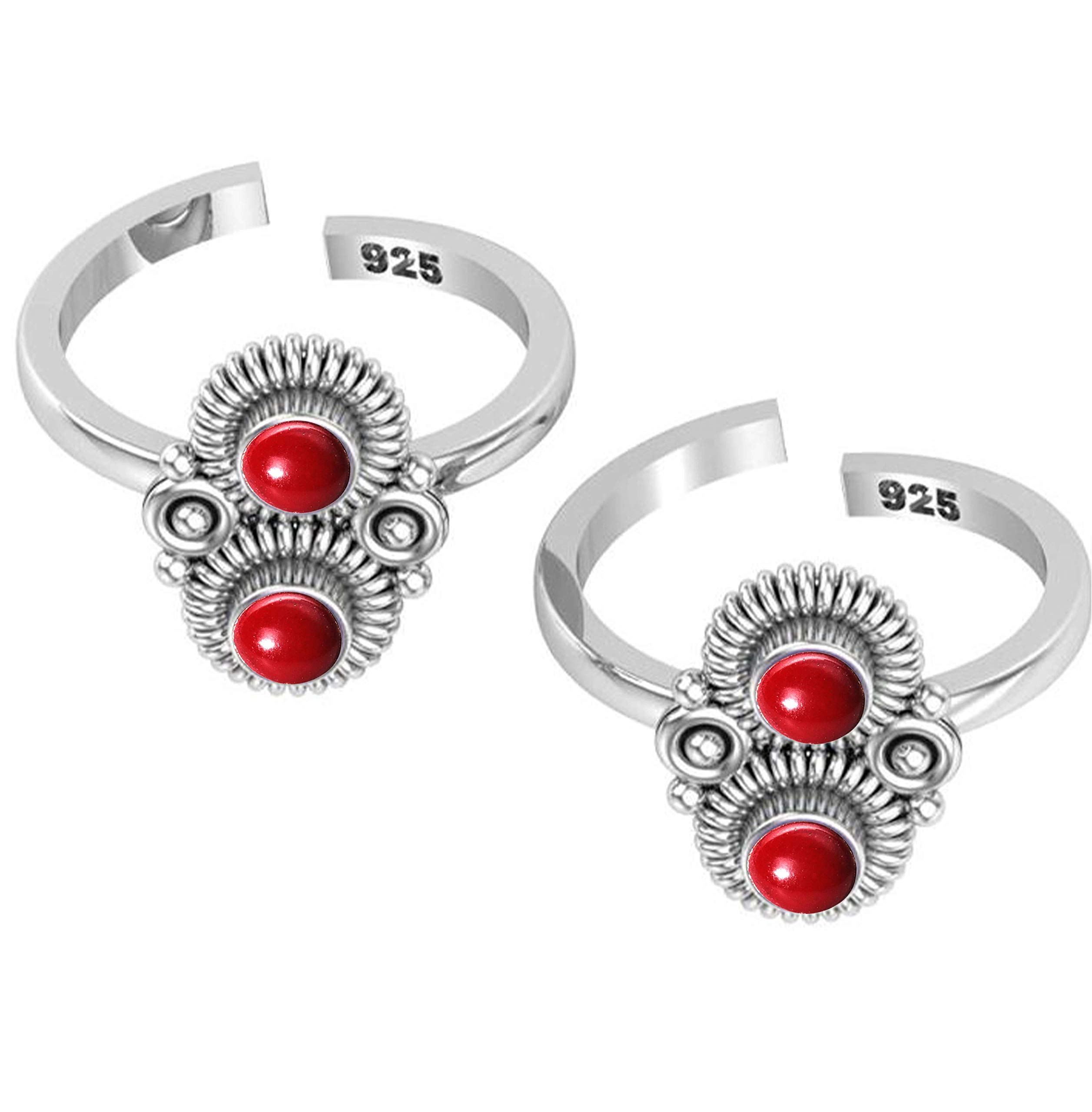 jsaj 925 STERLING SILVER CHUTKI BICHHIYA STONE TOERING TOE RINGS FOR WOMENS-picture-51