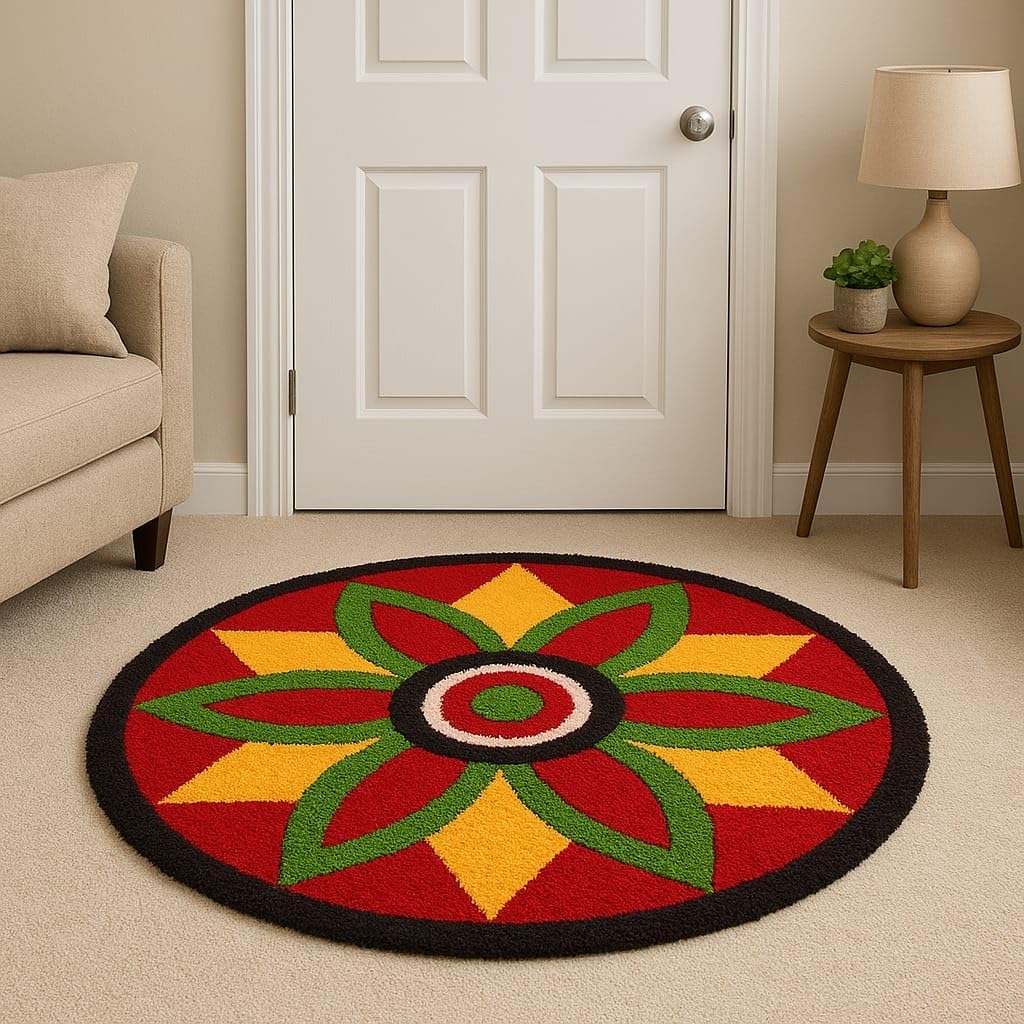Vihs Rangoli Mat - Floral Microfiber Doormat -4
