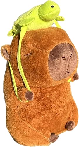 Miniatura 1 de Capybara - Peluche de 9 pulgadas con mochila de tortuga, peluche suave Capybara, almohada de peluche para niños y niñas