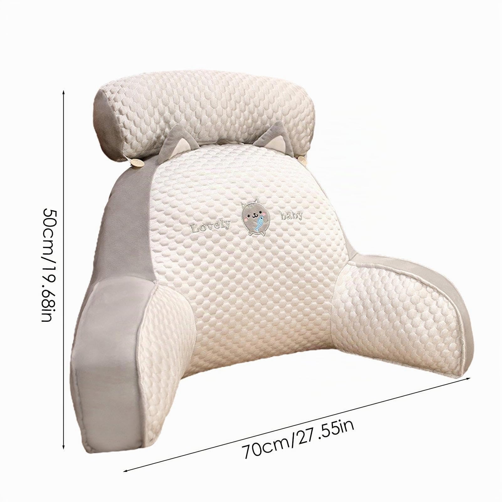 Cojín de lectura con cojín cervical extraíble y brazo de apoyo para sentarse en la cama, sofá o suelo, respaldo de cama, cojín de apoyo para la espalda, cojín para adultos, para leer y ver la