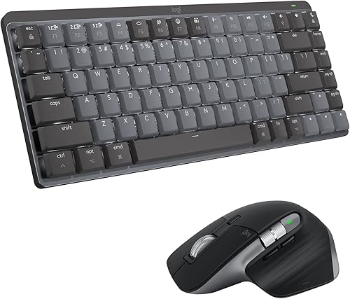 Logitech Mini teclado mecánico MX + mouse inalámbrico MX Master 3S para Mac, teclas retroiluminadas de perfil bajo, interruptores táctiles más