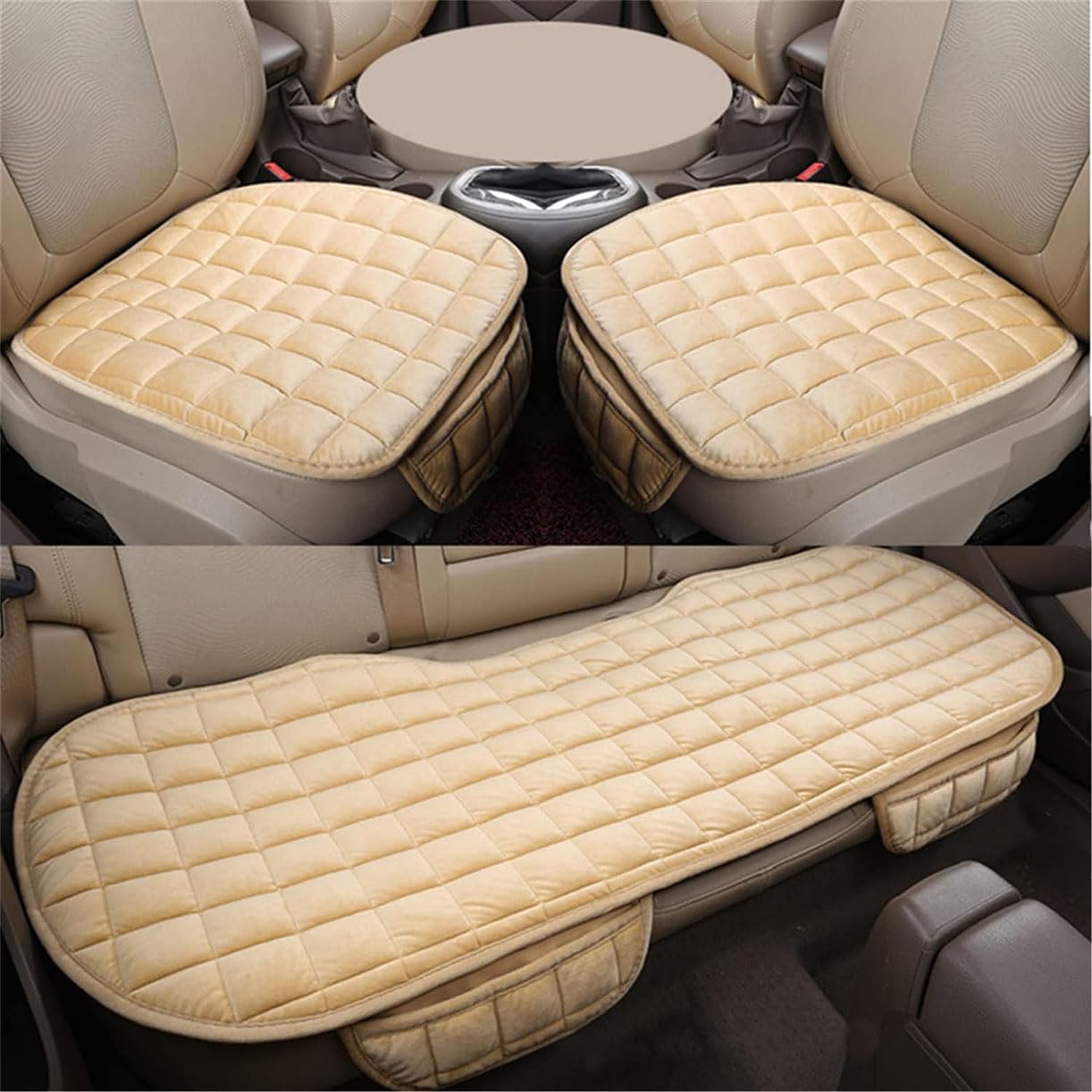 Cuscino per Sedile Auto, Cuscino per Sedile conducente, Uso per Sedia da Ufficio per Auto a casa, per VW Passat B6 Variant Wagon 2005-2010,A-Beige