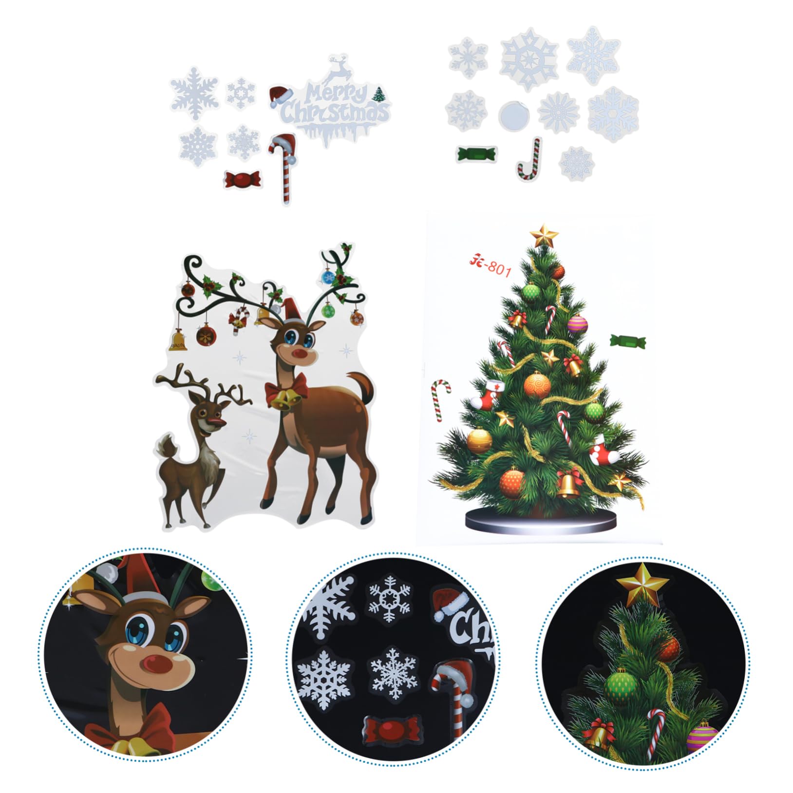 TOPBATHY 2 Juegos Adhesivos Decorativos de Ventana de y Árbol de Navidad Set de Decoración Festiva Hogar y