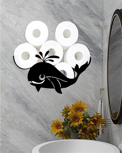 Divertidos portarrollos de papel higiénico decorativos de ballena, soportes de rollo de papel de seda montados en la pared, se adapta a rollos de