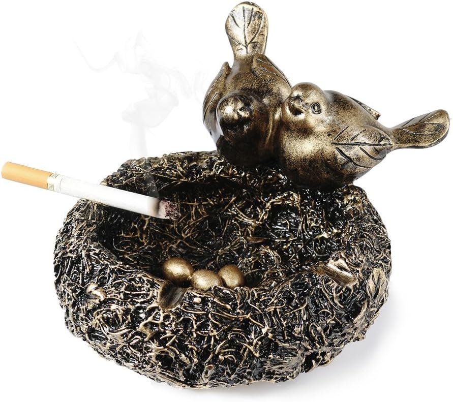 Monsiter Creative Bird's Nest Decoration Living Room Classical Retro Old Ashtray Home Accessories-Gold