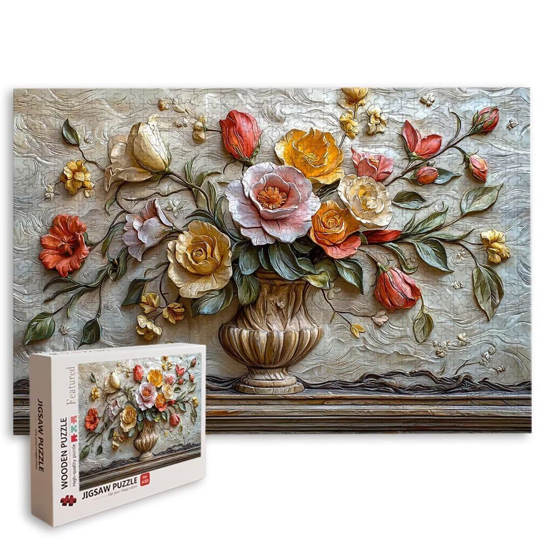 Puzzle Rosa, Puzzle 1000 Piezas, Rompecabezas, Regalo Mujer, Decor -8484