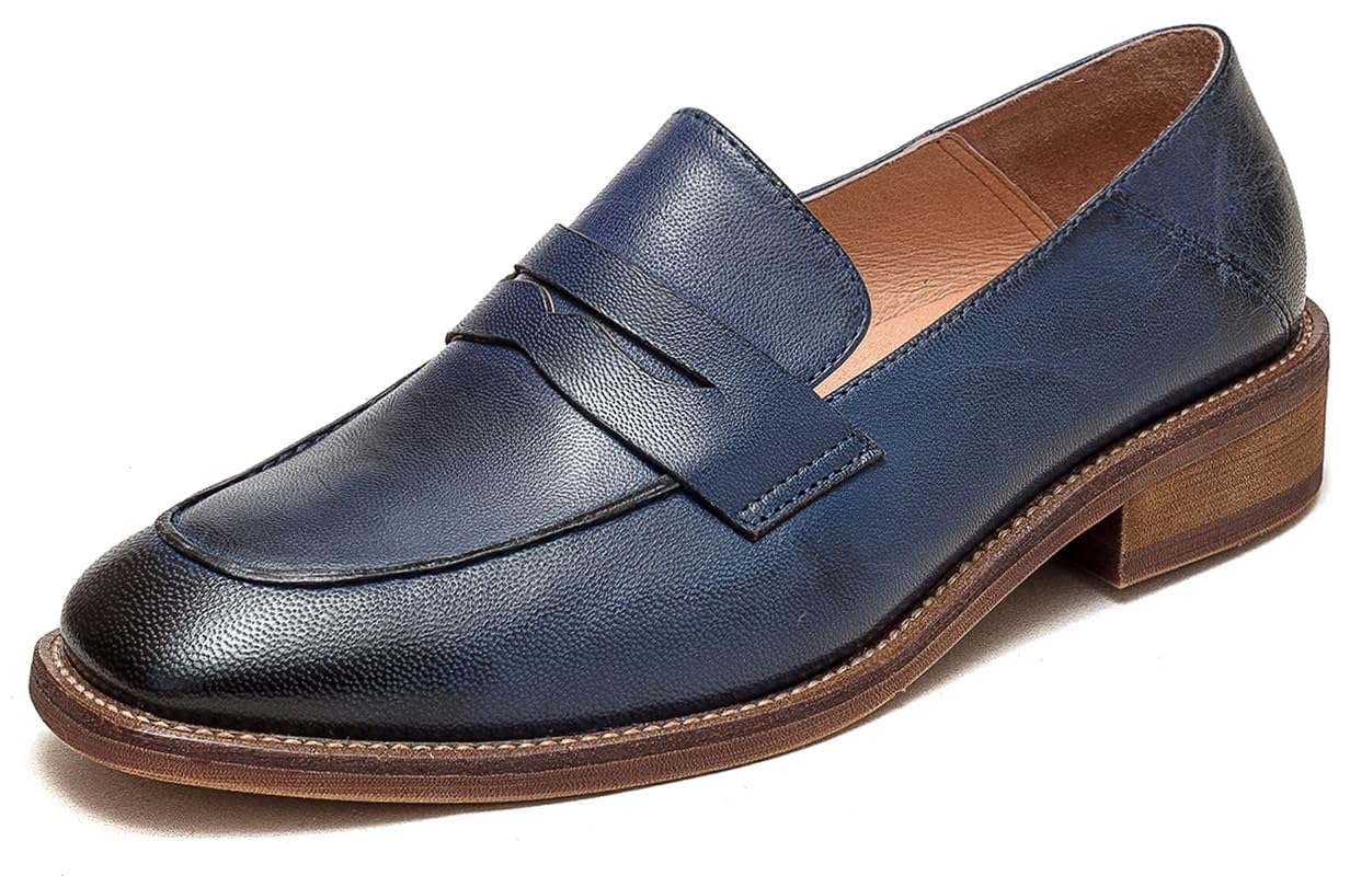 Women’s Sheepskin Leather Slip-On Loafers - Soft, Comfortable, and Lightweight Shoes with Collapsible Heel
